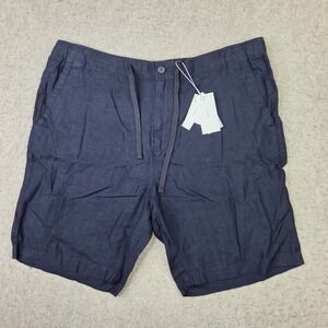 Vince Shorts Men's 2XL Navy Hemp Drawstring 9" Slash Pocket High Rise Casual NEW